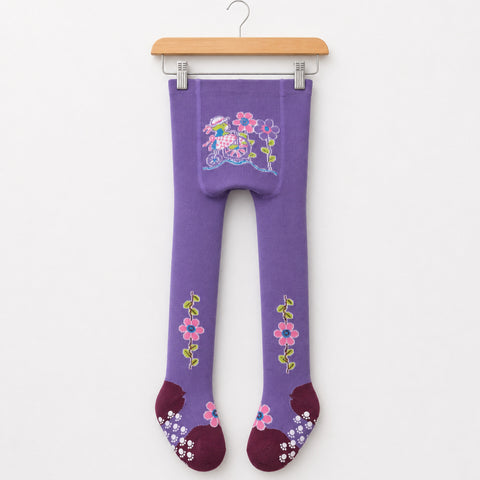 Kids Winter Leggings Purple Flower Print | Warm Leggings for Girls | 18–24 Months | Size 80–86