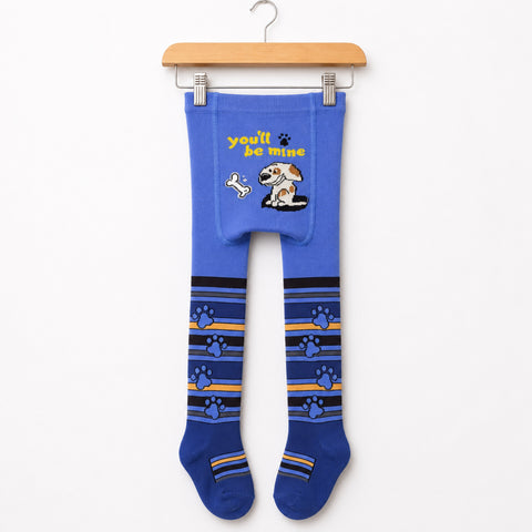 Kids Winter Leggings Blue Footprint Print | Warm Leggings for Boys | 18–24 Months | Size 80–86