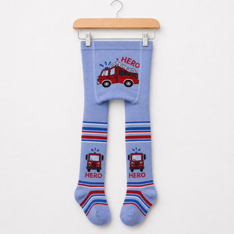Kids Winter Leggings Blue Fire Print | Warm Leggings for Boys | 12–18 Months | Size 68-74