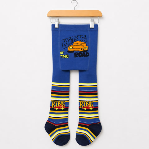 Kids Winter Leggings Blue King Print | Warm Leggings for Boys | 12–18 Months | Size 68-74