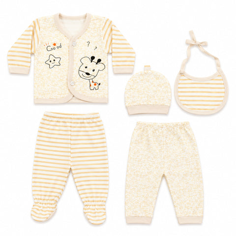 5 Pieces Imported Newborn Fleece Starter Set – Peach Good | Soft Winter Baby Clothing Set | 0+ Months