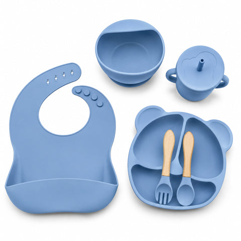 Silicone Baby Cutlery Set – 6 Pieces – Dark Blue | BPA-Free Feeding Set