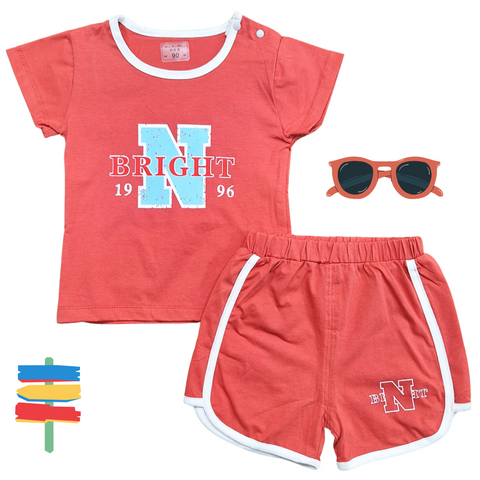 T-Shirt & Shorts - Bright - Red - China