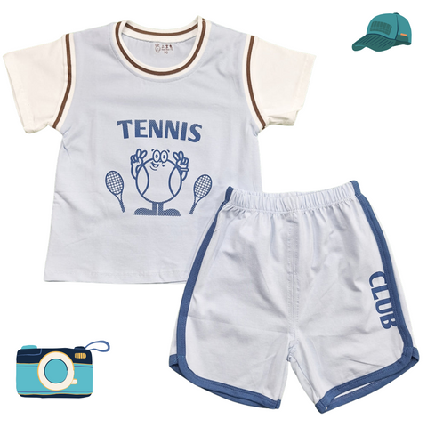 T-Shirt & Shorts - Tennis - Blue - China