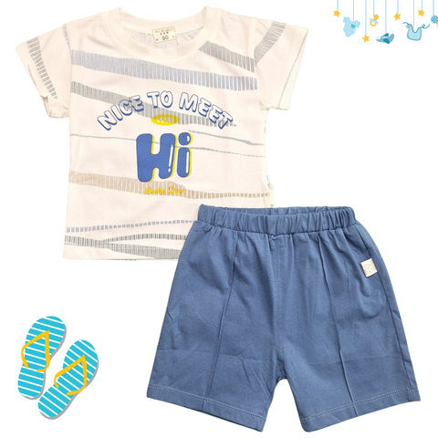 T-Shirt & Shorts - Hi - White - China