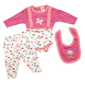 3 Pieces - Gift Set - Bear & Butterfly - Pink