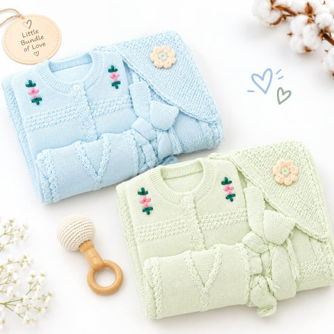 Newborn Welcome Bundle - 2 Wool Starter Sets (Blue & Green)