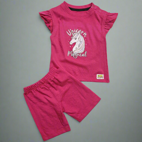 2 Pieces - Suit Set - Unicorn - Shocking Pink