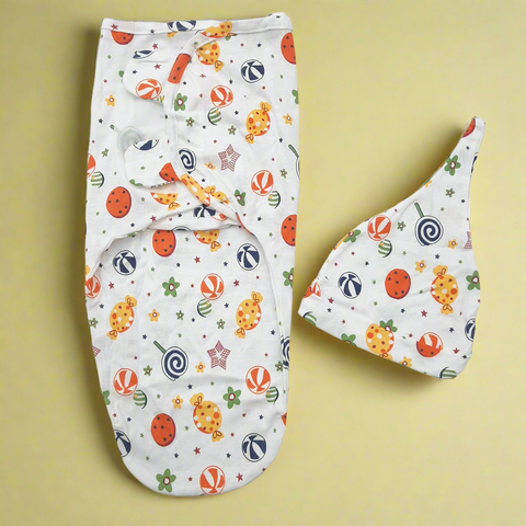 Swaddle with Cap - Toffees