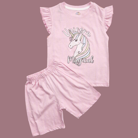 2 Pieces - Suit Set - Unicorn - Pink