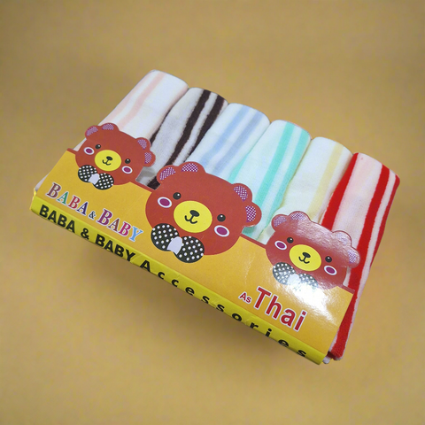 B&B- Pack of 6 Face Towels - Multi Lines