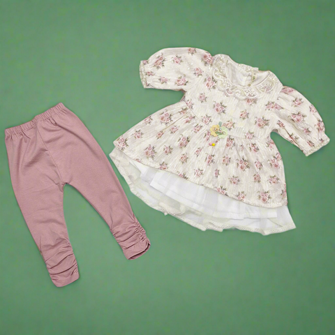 Net Frock - Flowers - Dark Pink