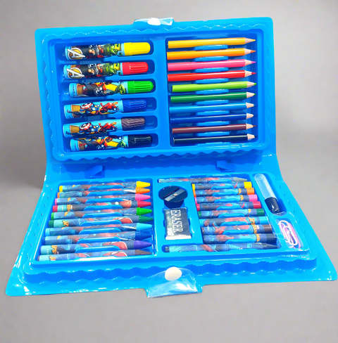Drawing set - Suitcase - 42 Pcs - Heroes - Blue