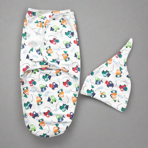 Swaddle with Cap - Cars