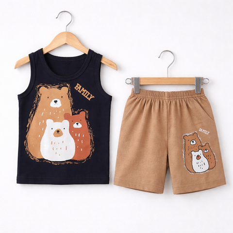 Cotton Jersey - Sando & Short - Brown - Bears