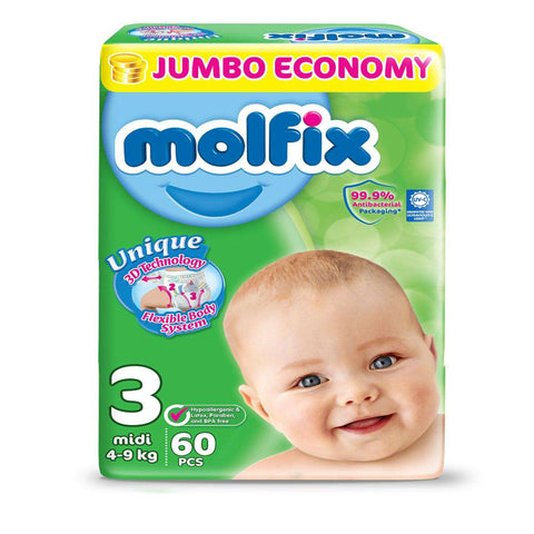 Molfix Diapers Pack Size 3 - 60 Pcs