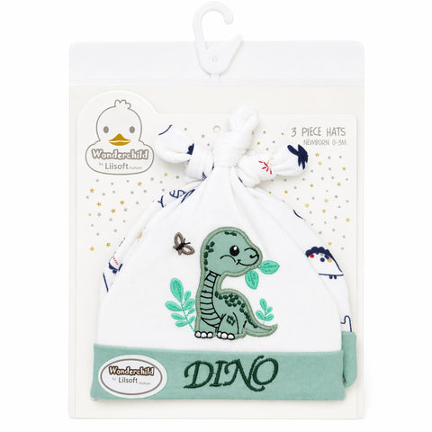 Wonderchild - Pack of 3 Hats - Green  -  Dino