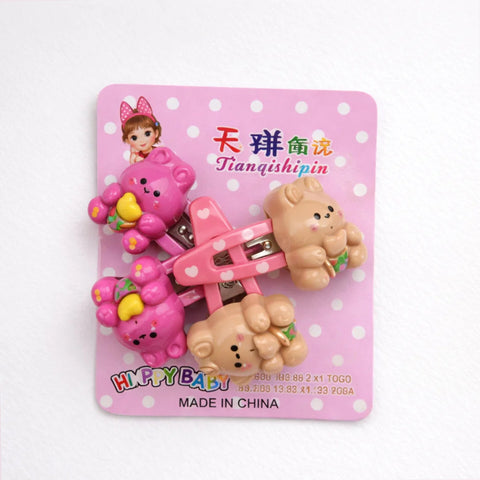 Qishi - Pack of 4 - Character Pins - Brown & Pink - Rabbit