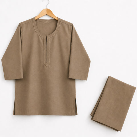 TBS - Cotton - Round Neck - Kurta Shalwar - Light Brown - 26