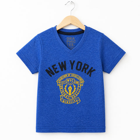 GT - Short Sleeve - V Neck - T-Shirt - Blue - NYC