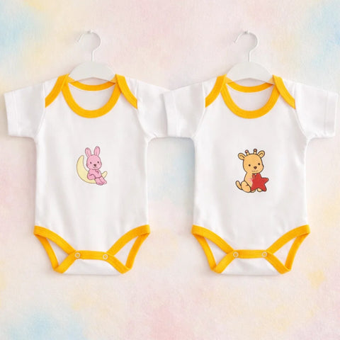 TBS - Pack of 2 - Cotton Jersey - Short Sleeve Bodysuits - White & White
