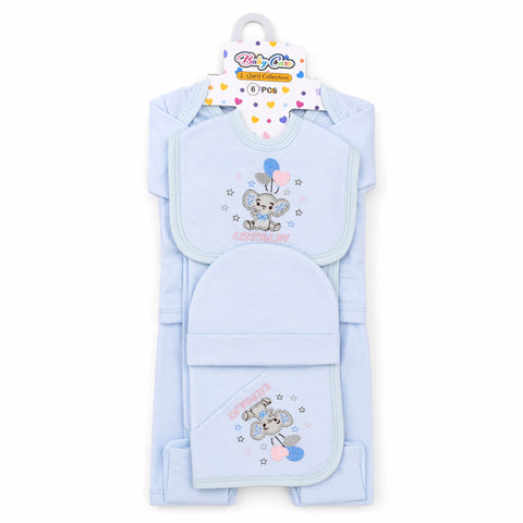 Baby Care - Cotton Jersey - 6 Pieces - Elephant - Starter Set - Blue