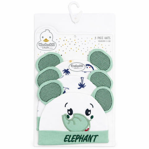 Wonderchild - Pack of 3 Hats - Green - Elephant