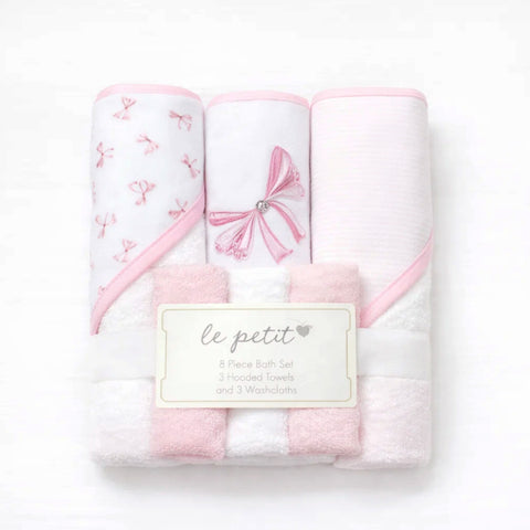 6 Pieces - Le Petit - Bath Towel Gift Set - Pink - Butterfly