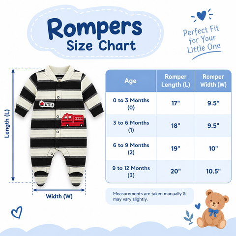 Winter Lining Fashion Romper - Black - (0 to 12 Months)