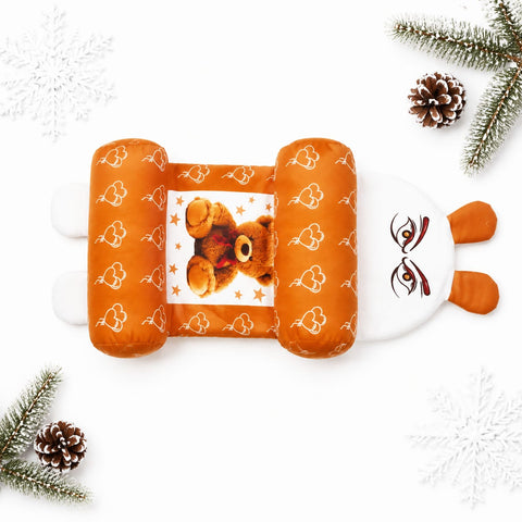 Silk Baby Head Shaping Pillow for Round Head – Orange Hearts | Newborn Flat Head Prevention