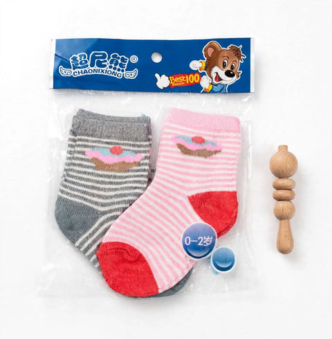 Pack of 2 Grey & Pink Lining Baby Socks 6–12 Months | Size 0–2 | Soft Infant Socks for Everyday Wear