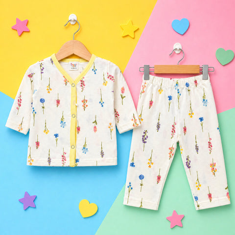 TBS - Cotton Jersey - Night Suit - Yellow - Floral - 26