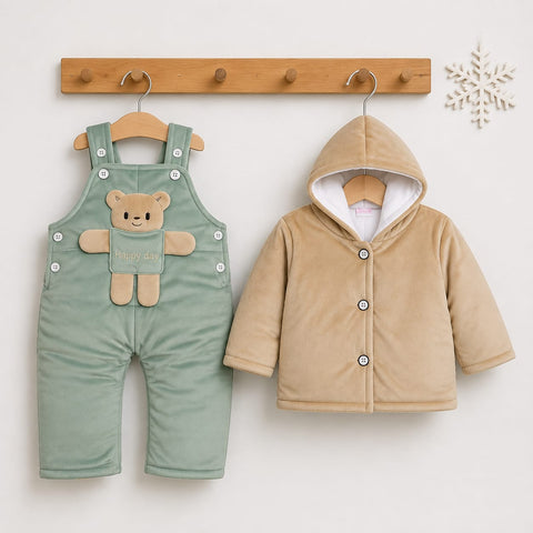 Winter Baby Dungaree Set - Light Green - Happy Day