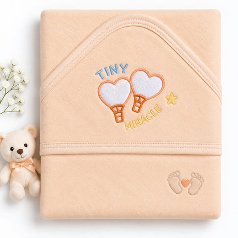 Newborn Welcome Bundle - 9 Pieces Newborn Fleece Clothing Set & Peach Wrapping Sheet