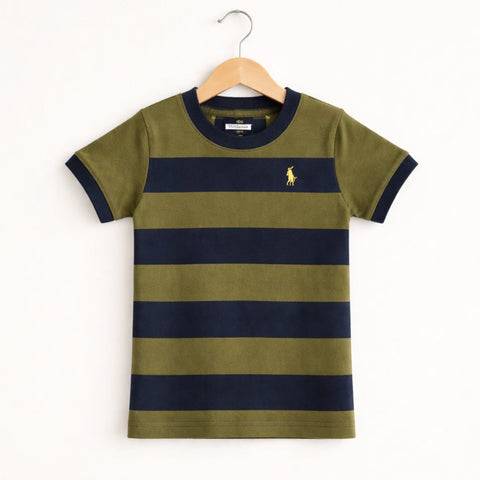 RL - Short Sleeve - Round Neck - T-Shirt - Green & Black