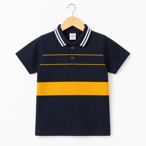 TA - Short Sleeve - Polo T-Shirt - Black & Yellow - Stripes
