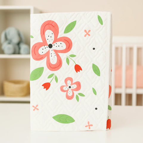 Diaper Changing Sheet - Pink - Flowers & Leaves