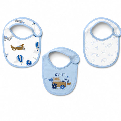 Thailand Pack of 3 Infant Bibs - Blue - Dig It