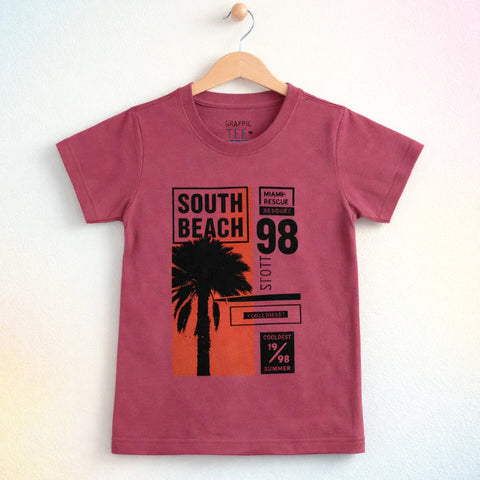 GT - Short Sleeve - Round Neck - T-Shirt - Pink - Beach