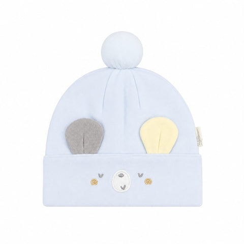 Imported Soft Winter Cap - Bear Blue  –  (0–3 Months)