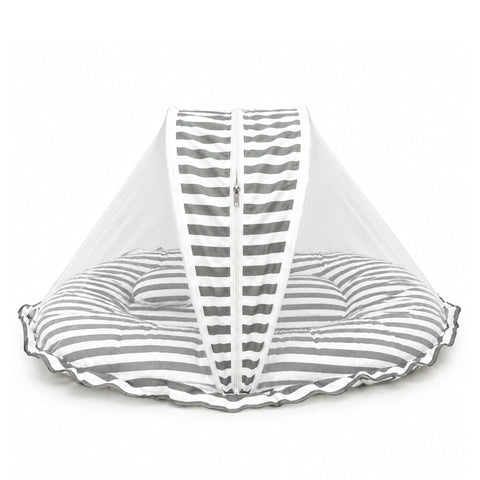Infant Mosquito Bed Net - Grey - Stripes - 26