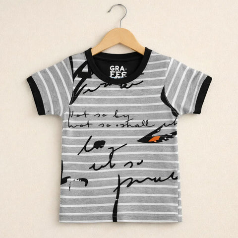 GT - Short Sleeve - Round Neck - T-Shirt - Grey - Abstract