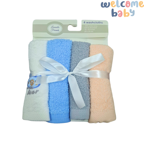 Loveable Friends - Pack of 4 Face Towels - Bear