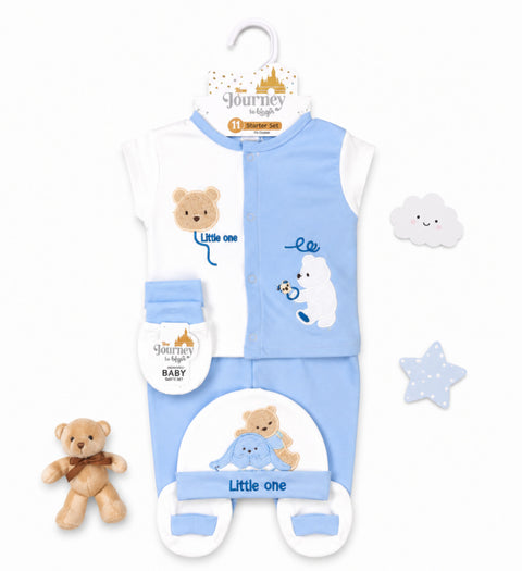Newborn Starter Set - Cotton Interlock - 11 Pieces - Little One - Blue