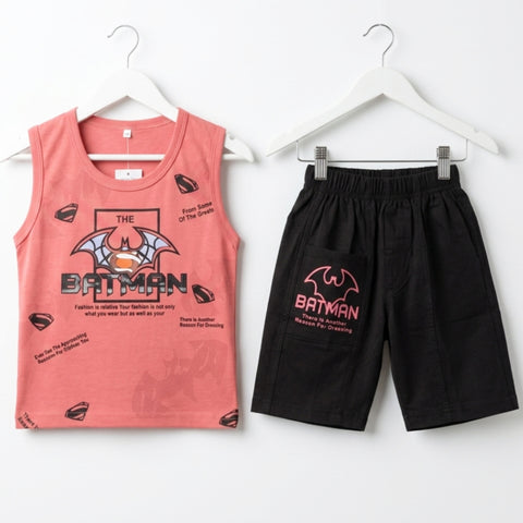 TT - Cotton Jersey - Sando & Short - Dark Pink - BATMAN