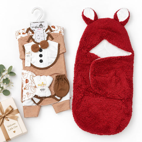 Newborn Welcome Bundle - Velvet Gentleman Brown Starter Set & Fur Swaddle