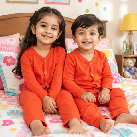 OLINI - Cotton Jersey - Night Suit - Orange - YAM