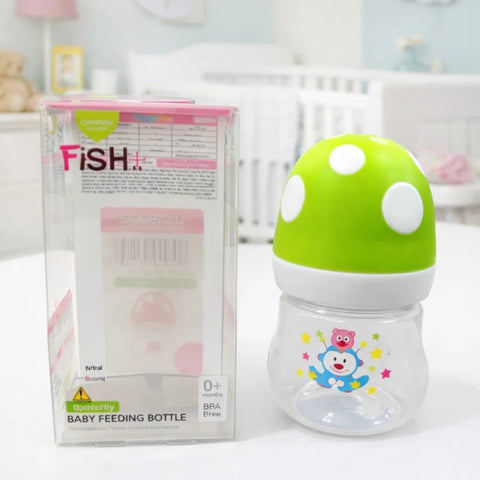 Fish - Wide Mouth - Plastic Feeding Bottle - Green - Monkey - 2Oz/60Ml - 8508