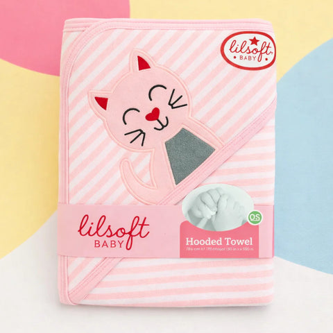 Lilsoft - Bath Towel - Pink - Cat