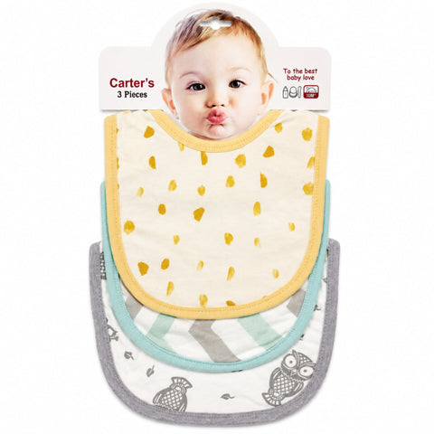 Carte - Pack of 3 -  Printed Bibs - Yellow - Abstract